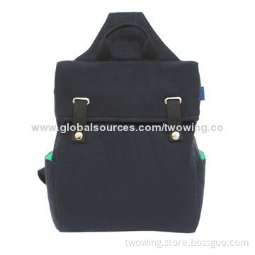 Backpack, single shoulder strap, with top webbing handle, cotton fabric